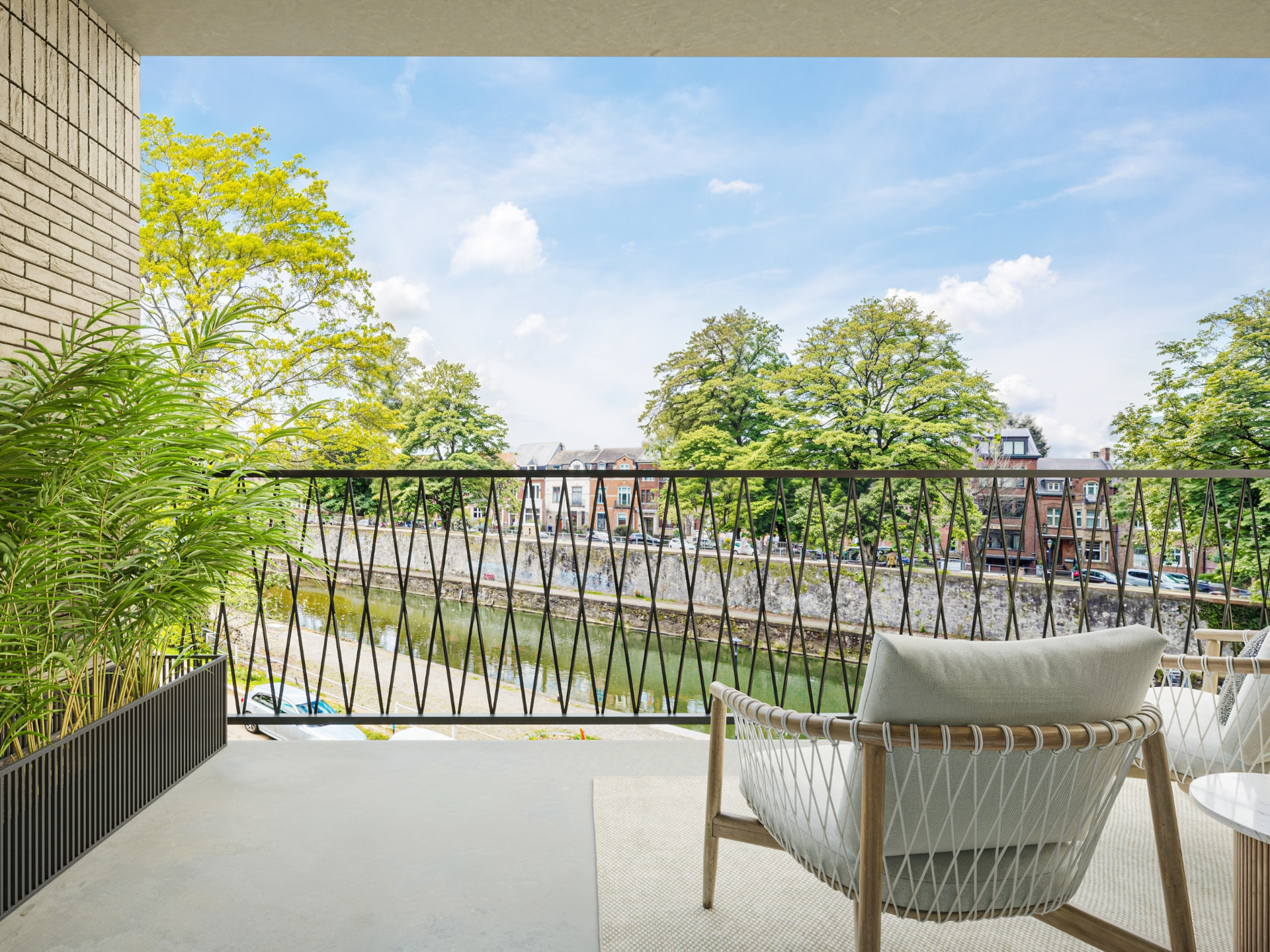 Terrasse avec vue sur la Sambre